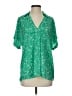 CAbi 100% Polyester Stars Green Short Sleeve Blouse Size S - photo 1