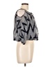 Iz Byer 100% Polyester Chevron-herringbone Silver 3/4 Sleeve Blouse Size L - photo 4