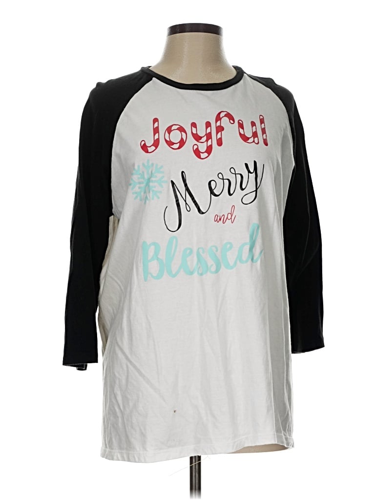 Pre-owned Unbranded 3/4 Sleeve T-shirt In Ivory