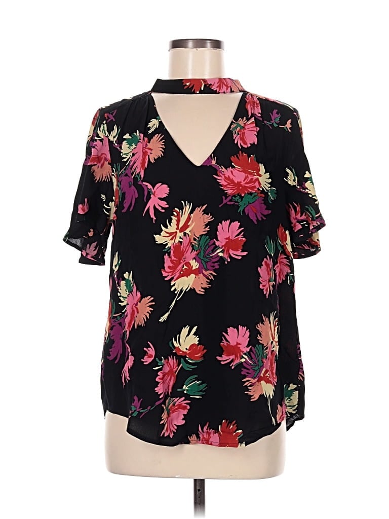 Pre-owned Maeve Short Sleeve Blouse In Black