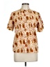 Assorted Brands 100% Polyester Print Orange Short Sleeve Blouse Size L - photo 1