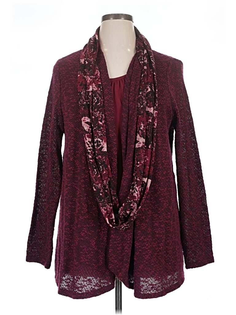 Pre-owned White Stag Cardigan Sweater In Burgundy