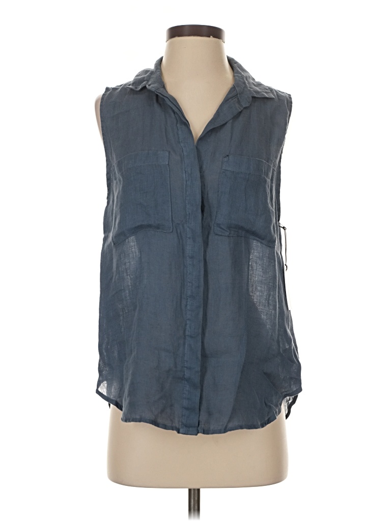Bella Dahl Sleeveless Button Down Shirt In Blue