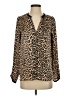 Zara Basic Animal Print Brown Long Sleeve Blouse Size XS - photo 1