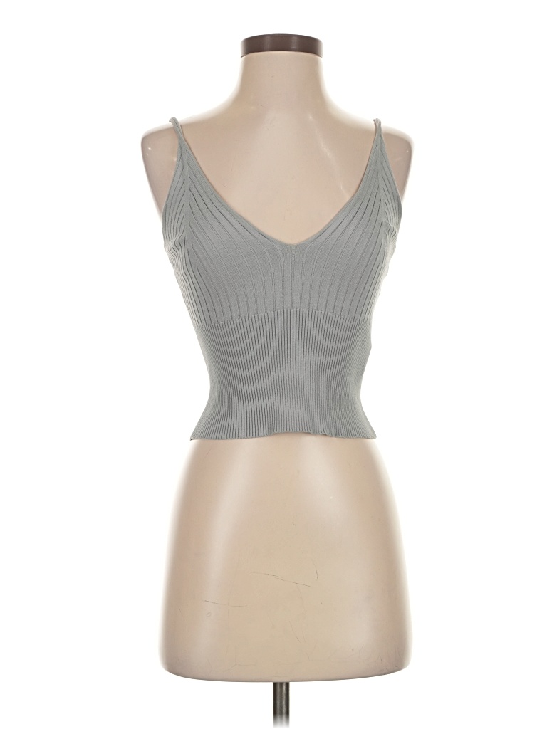 Pre-owned Zara Sleeveless Top Gray Sweetheart Neckline Tops