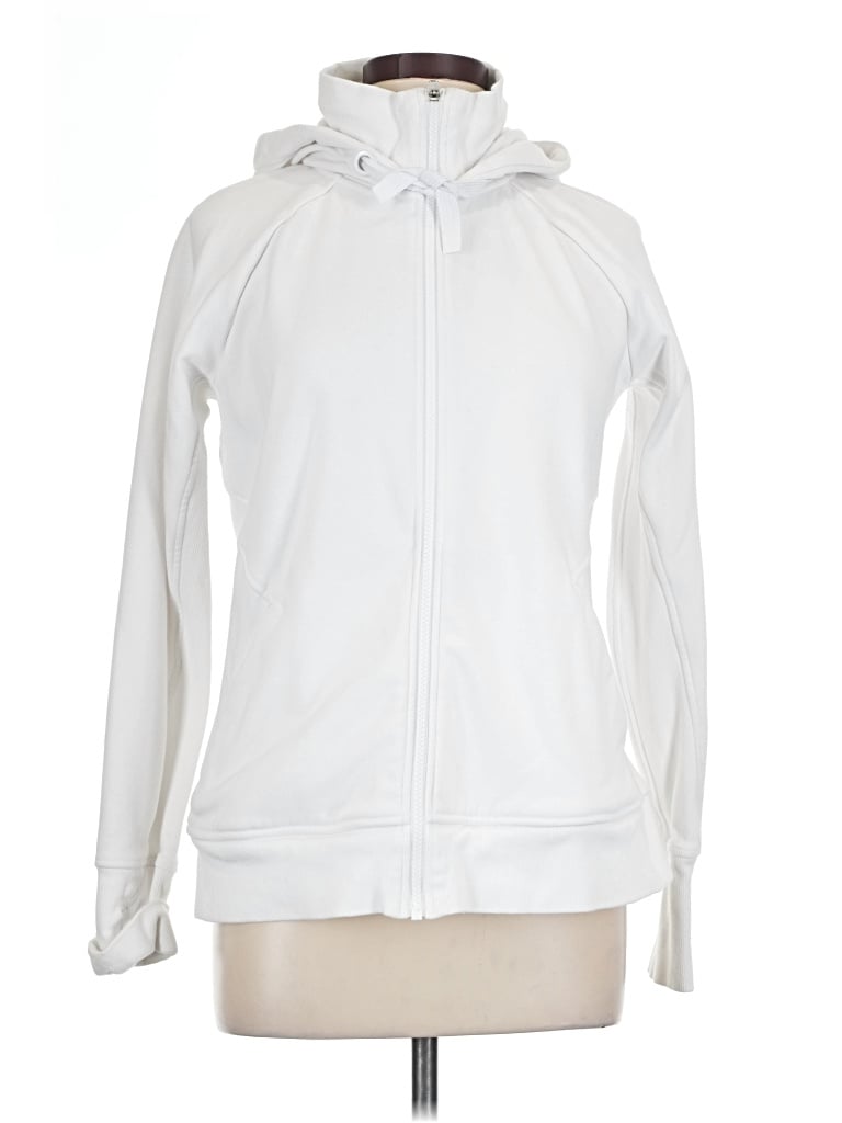 Pre-owned Athleta Zip Up Hoodie In White