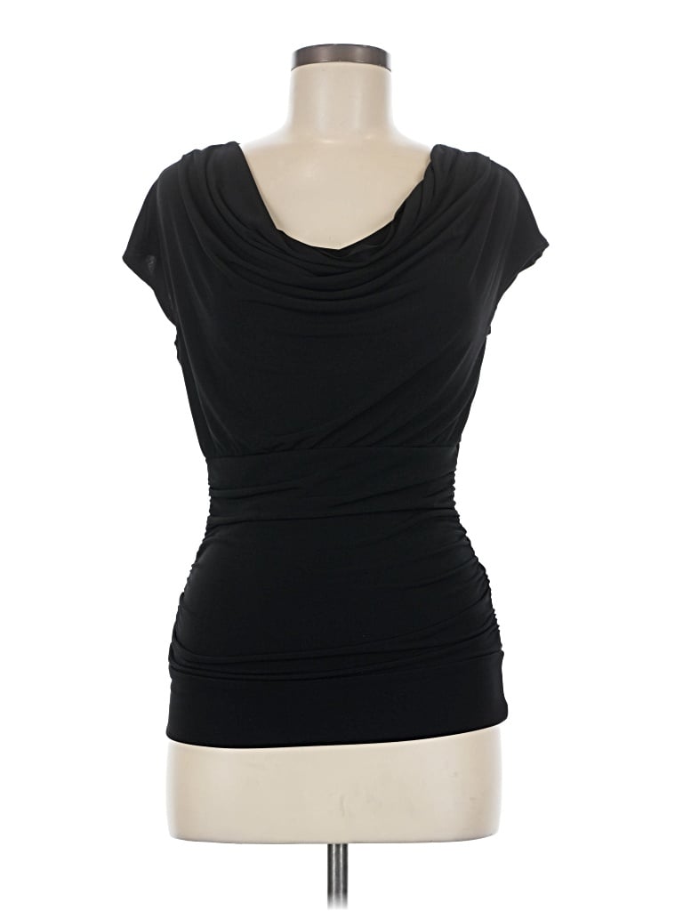 Pre-owned Moa Moa Short Sleeve Top Black Cowl Neck Tops