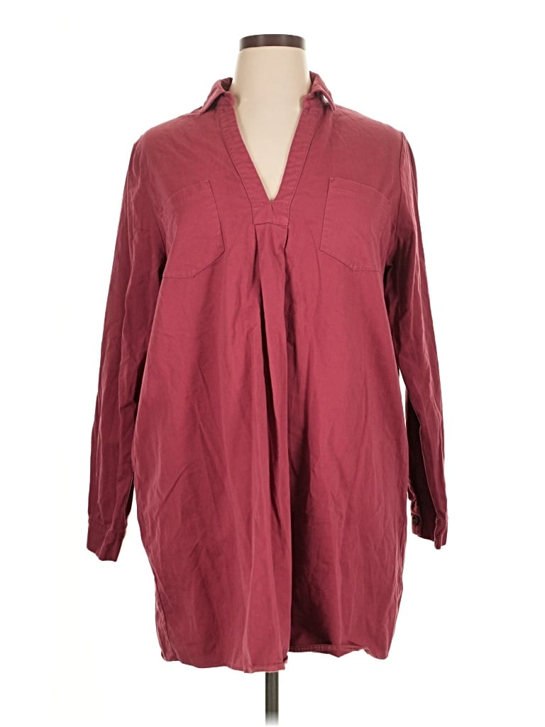 Pre-owned Asos Design 3/4 Sleeve Blouse In Burgundy