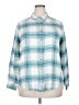 Caslon 100% Rayon Plaid Blue Long Sleeve Button-Down Shirt Size XXL - photo 1