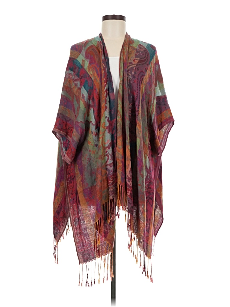 Pre-owned Unbranded Kimono In Burgundy