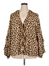 Torrid 100% Polyester Animal Print Brown Long Sleeve Blouse Size 2X Plus (2) - photo 1