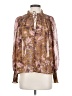 o.p.t 100% Polyester Brown Long Sleeve Blouse Size S - photo 1