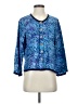Very Vineyard 100% Rayon Blue 3/4 Sleeve Blouse Size S - photo 1