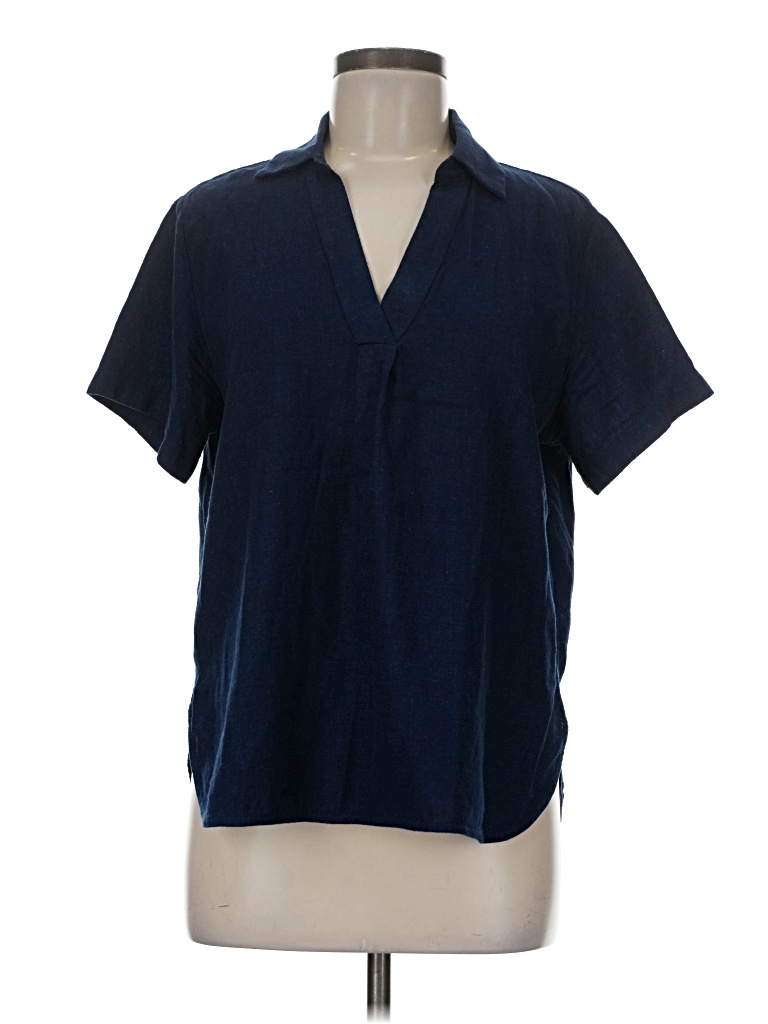 Pre-owned Banana Republic Factory Store Short Sleeve Blouse In Blue