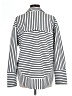 A.P.N.Y. 100% Cotton Stripes Black Silver Long Sleeve Blouse Size L - photo 2