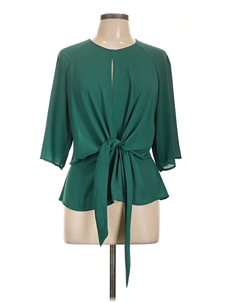 Pre-owned Express 3/4 Sleeve Blouse In Green
