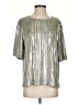 Kim & Cami Metallic Silver Short Sleeve Blouse Size S - photo 1