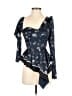 Self-Portrait 100% Polyester Blue 3/4 Sleeve Blouse Size 2 - photo 1