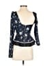 Self-Portrait 100% Polyester Blue 3/4 Sleeve Blouse Size 2 - photo 2