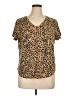 Old Navy 100% Cotton Animal Print Tan Short Sleeve Top Size XL - photo 1