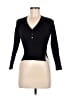 Happily Grey 100% Polyester Black Cardigan Size M - photo 1