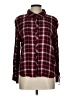 Crescent 100% Rayon Plaid Burgundy Long Sleeve Blouse Size L - photo 1