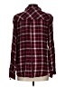 Crescent 100% Rayon Plaid Burgundy Long Sleeve Blouse Size L - photo 2