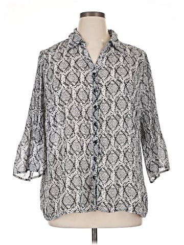 Fashion Bug 3/4 Sleeve Button-Down Shirt (view 1)