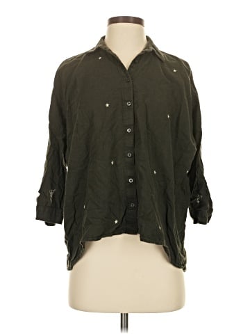 Zara Basic 3/4 Sleeve Button-Down Shirt (view 1)
