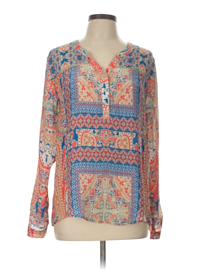 Pre-owned Tolani Long Sleeve Blouse In Orange