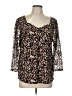Vintage Rose Animal Print Brown 3/4 Sleeve Blouse Size L - photo 1