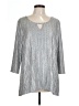 JM Collection Metallic Silver 3/4 Sleeve Top Size L - photo 1