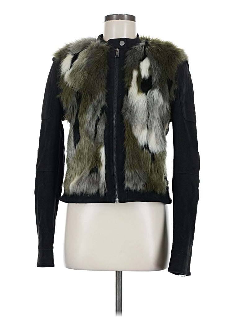 Pre-owned Bcbgmaxazria Faux Fur Jacket In Black