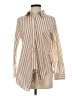 Talbots 100% Cotton Stripes Tan Long Sleeve Blouse Size XS - photo 1