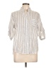 Unbranded Stripes Silver 3/4 Sleeve Button-Down Shirt Size L - photo 1