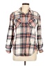 Sandra 100% Cotton Plaid Ivory Long Sleeve Button-Down Shirt Size M - photo 1