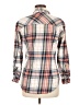 Sandra 100% Cotton Plaid Ivory Long Sleeve Button-Down Shirt Size M - photo 2