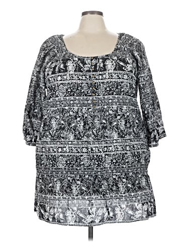 Just My Size 3/4 Sleeve Blouse (view 1)