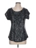 Crosby 100% Rayon Metallic Silver Short Sleeve Top Size L - photo 1