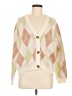 Shein 100% Acrylic Argyle Ivory Cardigan Size 6 - photo 1