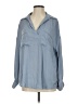 Free People 100% Recycled Polyester Blue Long Sleeve Blouse Size S - photo 1