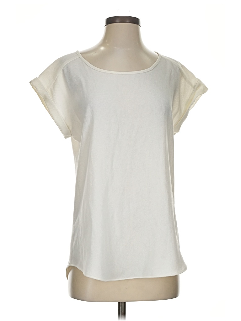 Pre-owned Express Short Sleeve Top Ivory Scoop Neck Tops In White