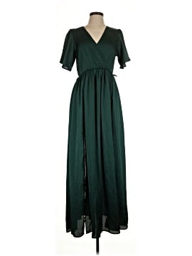 sage green wedding guest dress with sleeves Square Neckline Long Sleeves Sage A-Line Wedding Guest Dress, Sage / M main image 1