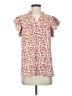 Fashion 100% Polyester Animal Print Orange Short Sleeve Blouse Size S - photo 1