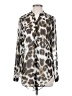 Worthington 100% Polyester Animal Print Silver Long Sleeve Blouse Size S - photo 1