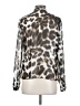 Worthington 100% Polyester Animal Print Silver Long Sleeve Blouse Size S - photo 2