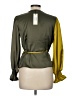 Never Fully Dressed Color Block Green Gold Long Sleeve Blouse Size 8 - photo 2