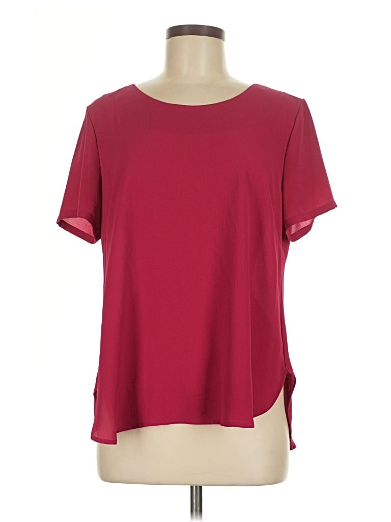 Pre-owned Sienna Sky Short Sleeve Blouse In Burgundy