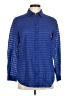 Unbranded 100% Cotton Houndstooth Blue Long Sleeve Button-Down Shirt Size Med - photo 1