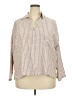 Max Studio Stripes Tan 3/4 Sleeve Button-Down Shirt Size XXL (estimated) - photo 1